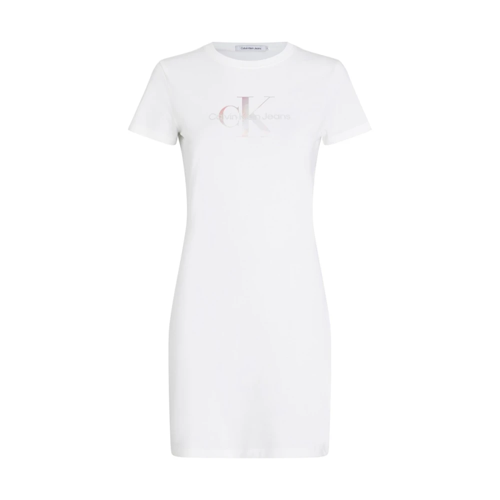 Calvin Klein Jeans Elegante Monogram Jurk White Dames