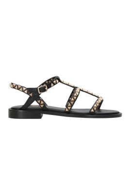sandales-en-cuir-noir-avec-clous-dores
