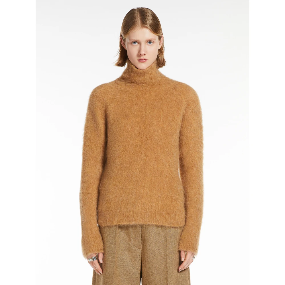 SPORTMAX Alpaca Blend Mock Neck Sweater Beige Dames