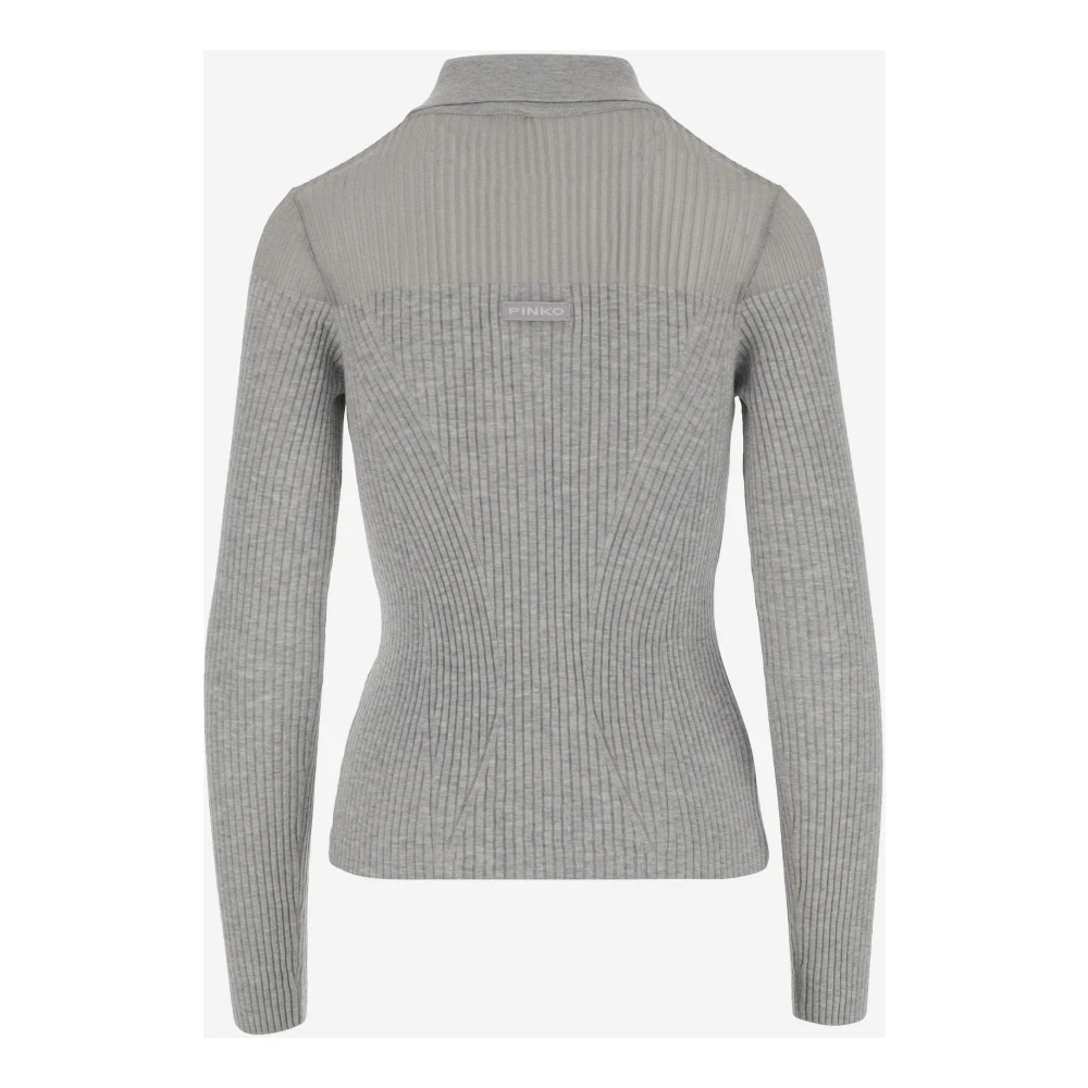 pinko Wollen Polo Shirt Grijs Gray Dames