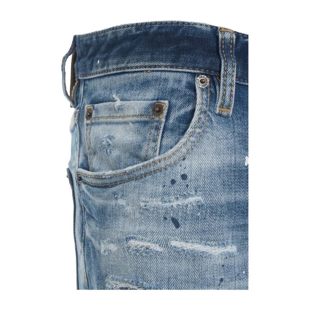 Dsquared2 Blauwe Ripped Jeans Trendy Distressed Design Blue Heren