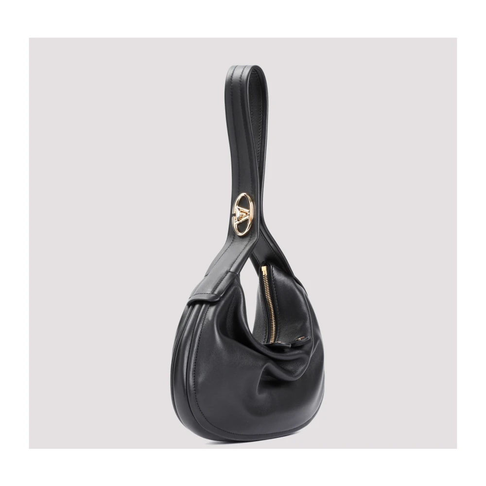 Valentino Garavani Zwarte leren schoudertas met Vlogo-sluiting Black Dames