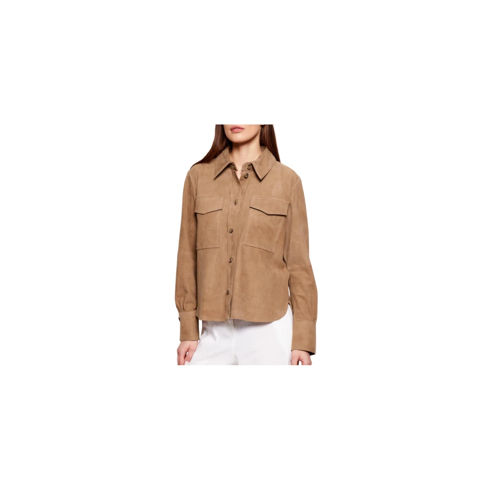 Marella Women's Beige Shirts, S, Mllapogeo Suede Shacket
