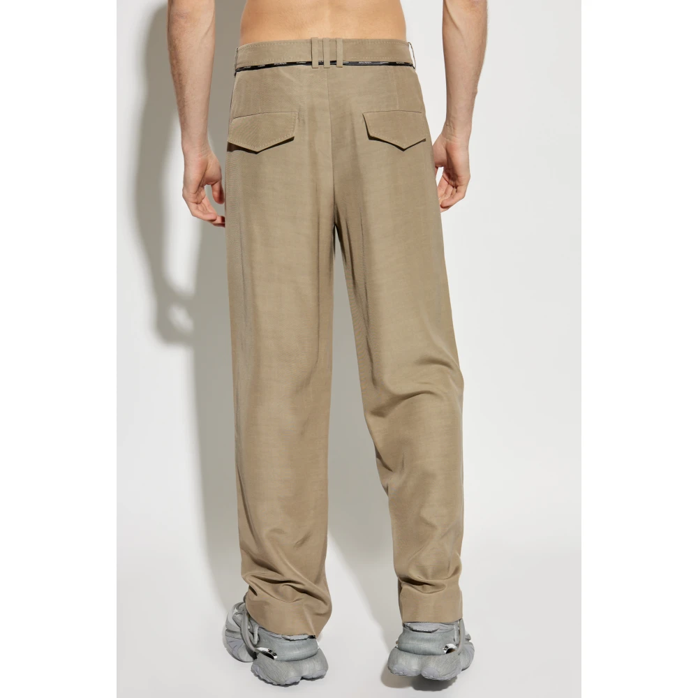 Balmain Wijde broek met plooien Beige Heren