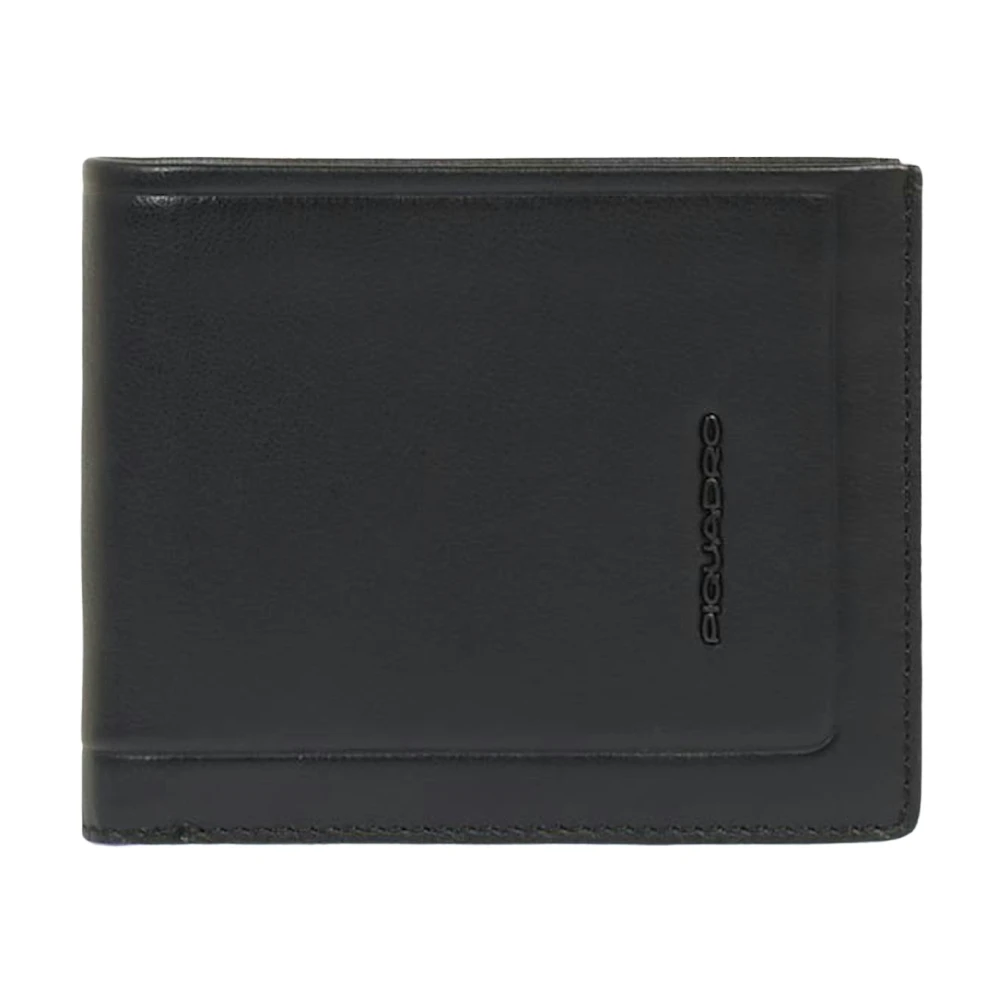 Piquadro Homme Noir Accessoires, Taille: One Size Portefeuille En Cuir Avec Porte-Cni, Porte-Monnaie, Porte-Cartes De Crédit Et Protection Rfid