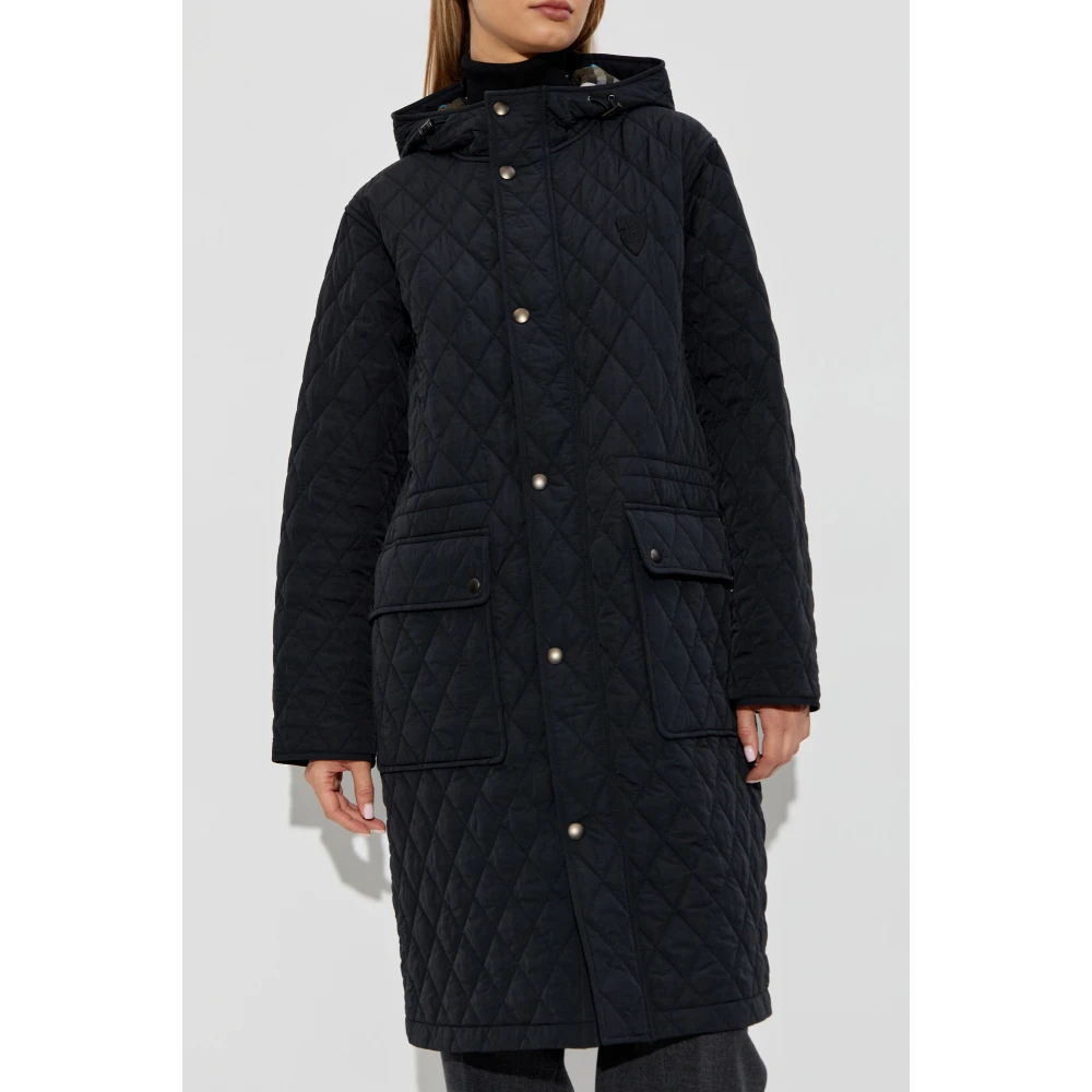 Burberry Gewatteerde jas met capuchon Black Dames