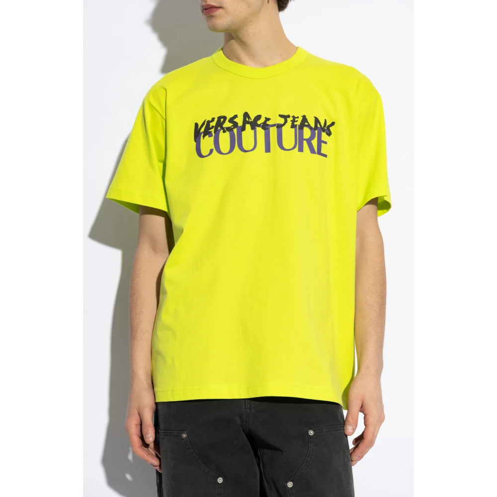 Versace Jeans Couture T-shirt met bedrukt logo Yellow Heren