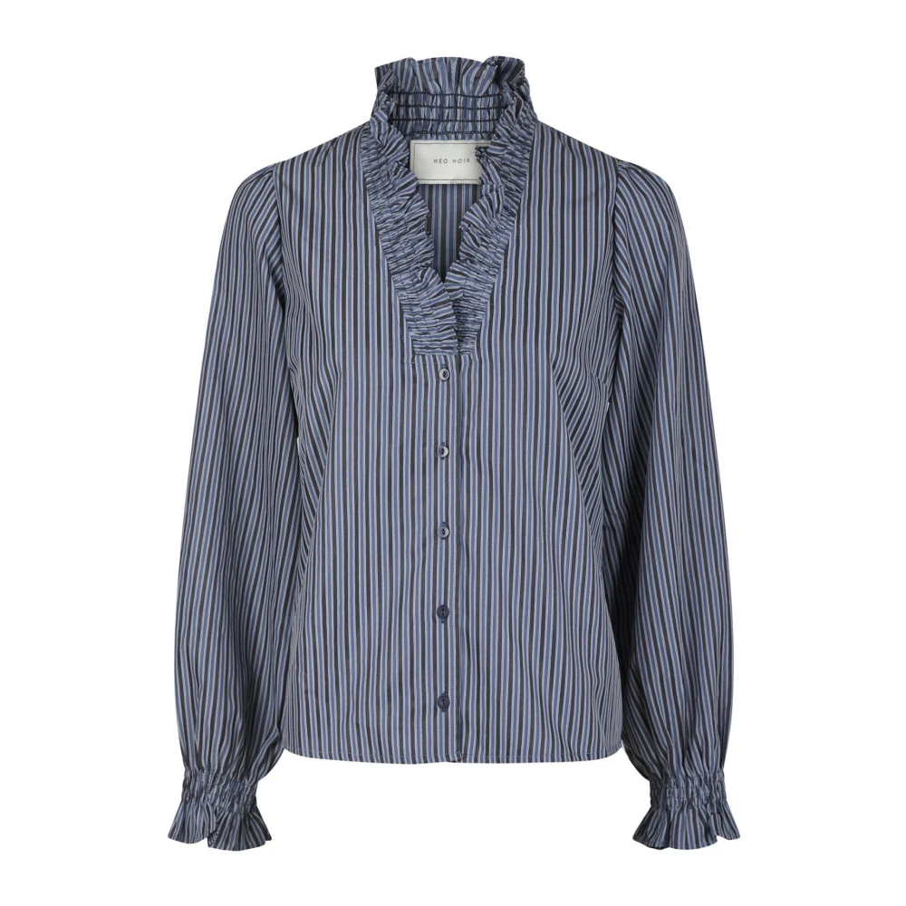 NEO NOIR Brielle Twill Stripe Blouse Blue Dames