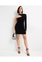 one-sleeve-black-mini-dress