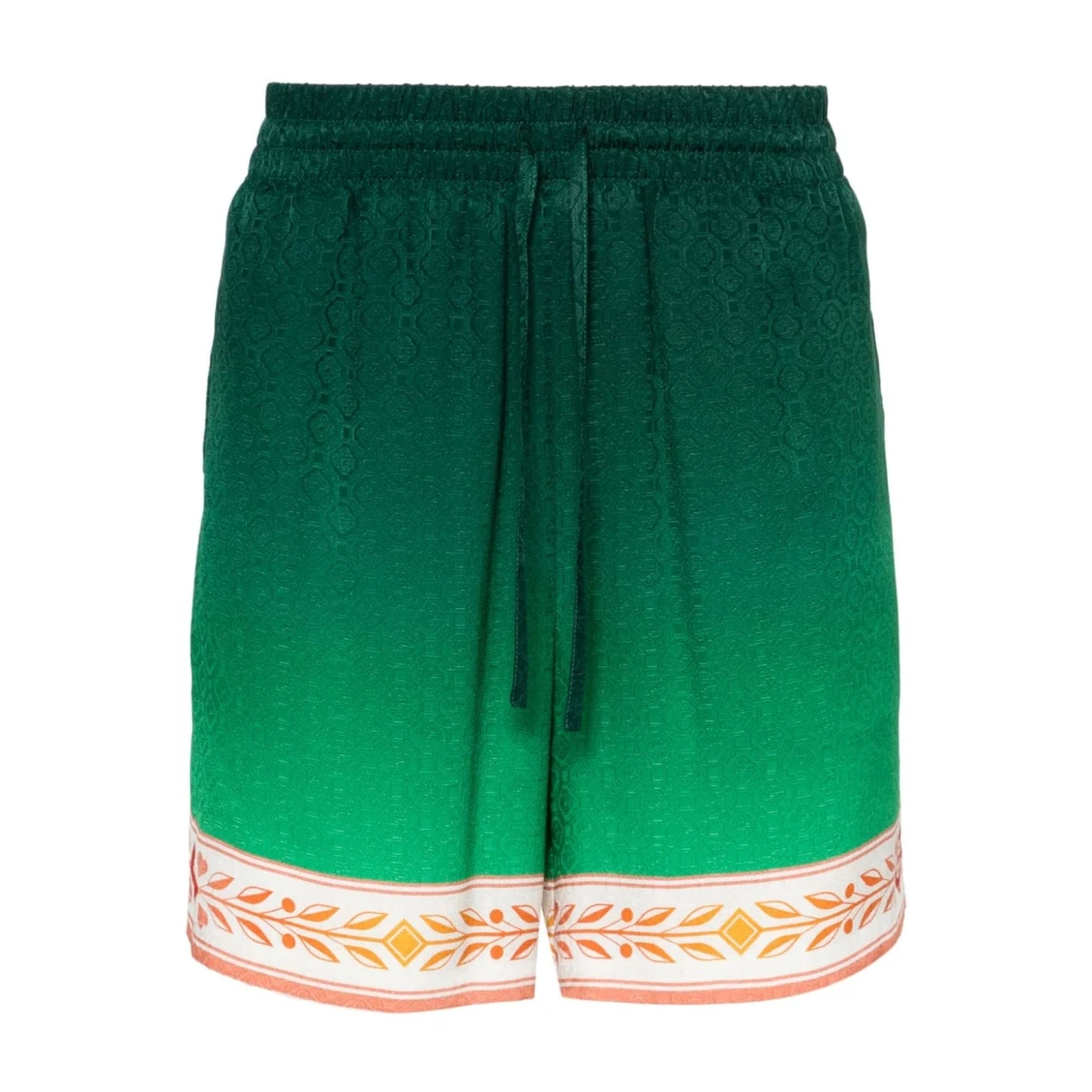 Casablanca Monogram Zijden Shorts Green Heren