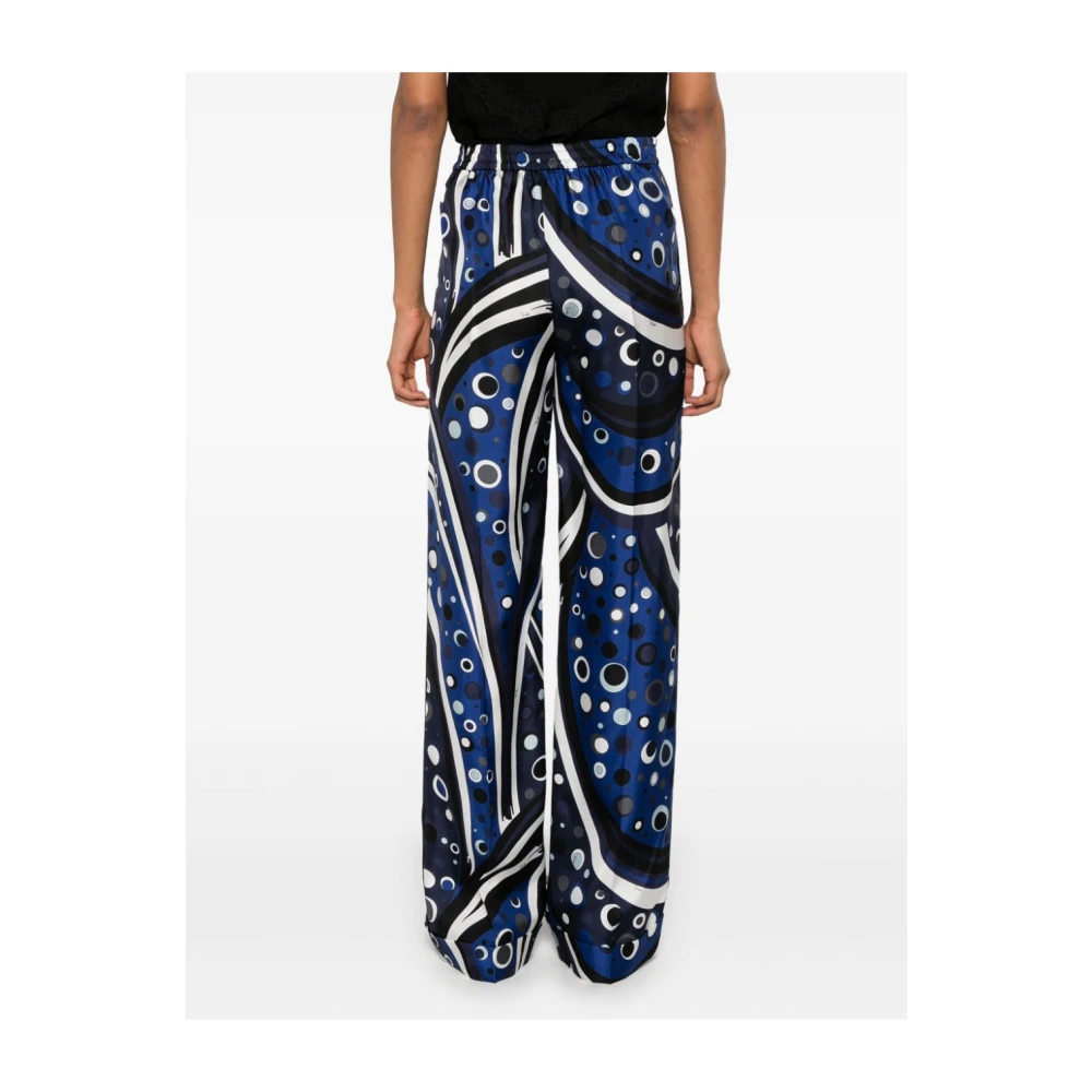 EMILIO PUCCI Blauwe Fontane Print Zijden Broek Multicolor Dames