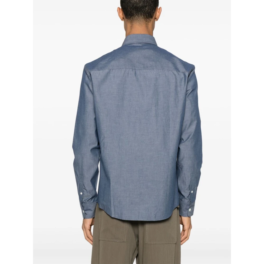 Maison Kitsuné Blauwe Button-Up Shirt met Borstzak Blue Heren