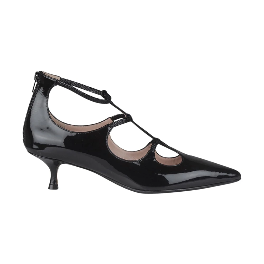Anna F. Zwarte Lakleren Puntige Neus Hakken Black Dames