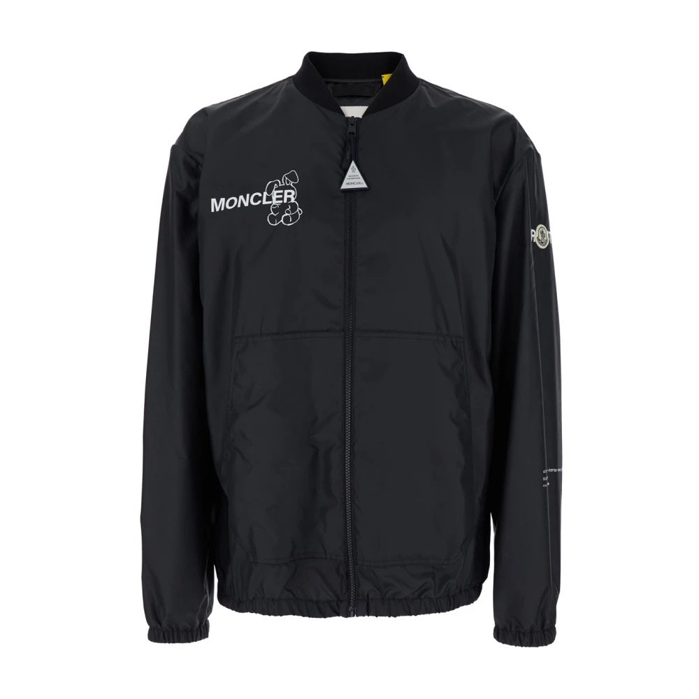 Moncler Zwarte Bomberjack met Maxi Print Black Heren