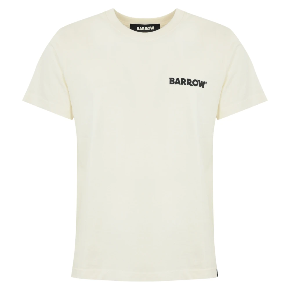 Barrow Katoenen T-shirt met Logoprint Beige Heren