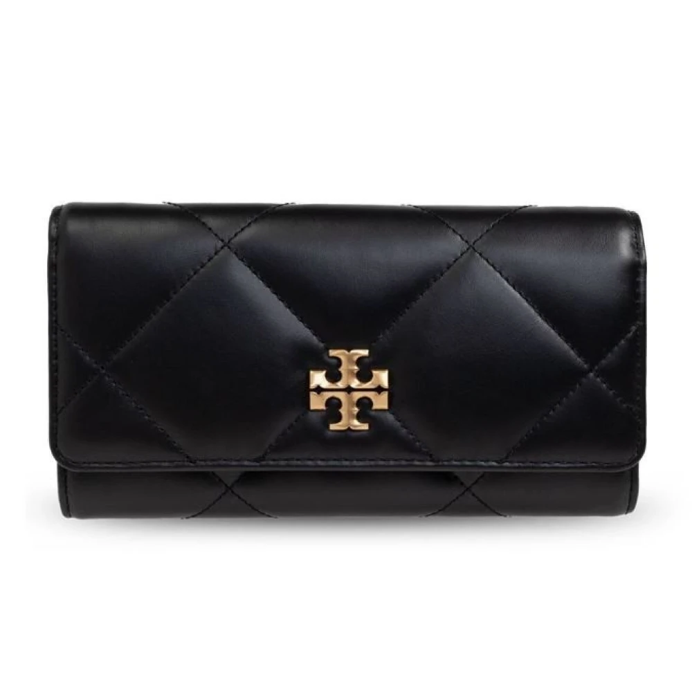 TORY BURCH Diamant Quilt Flap Portemonnee in Zwart Black Dames