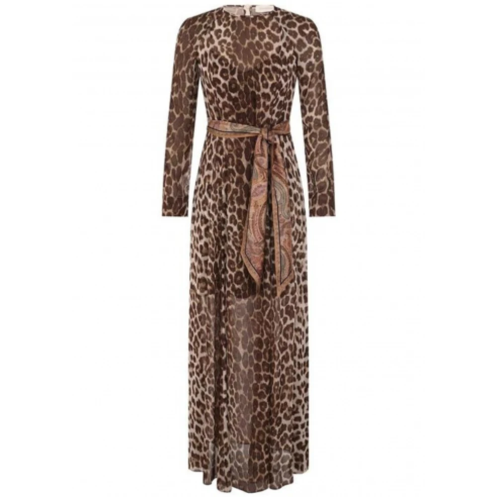Zimmermann Lange zijden luipaardprint jurk Multicolor Dames