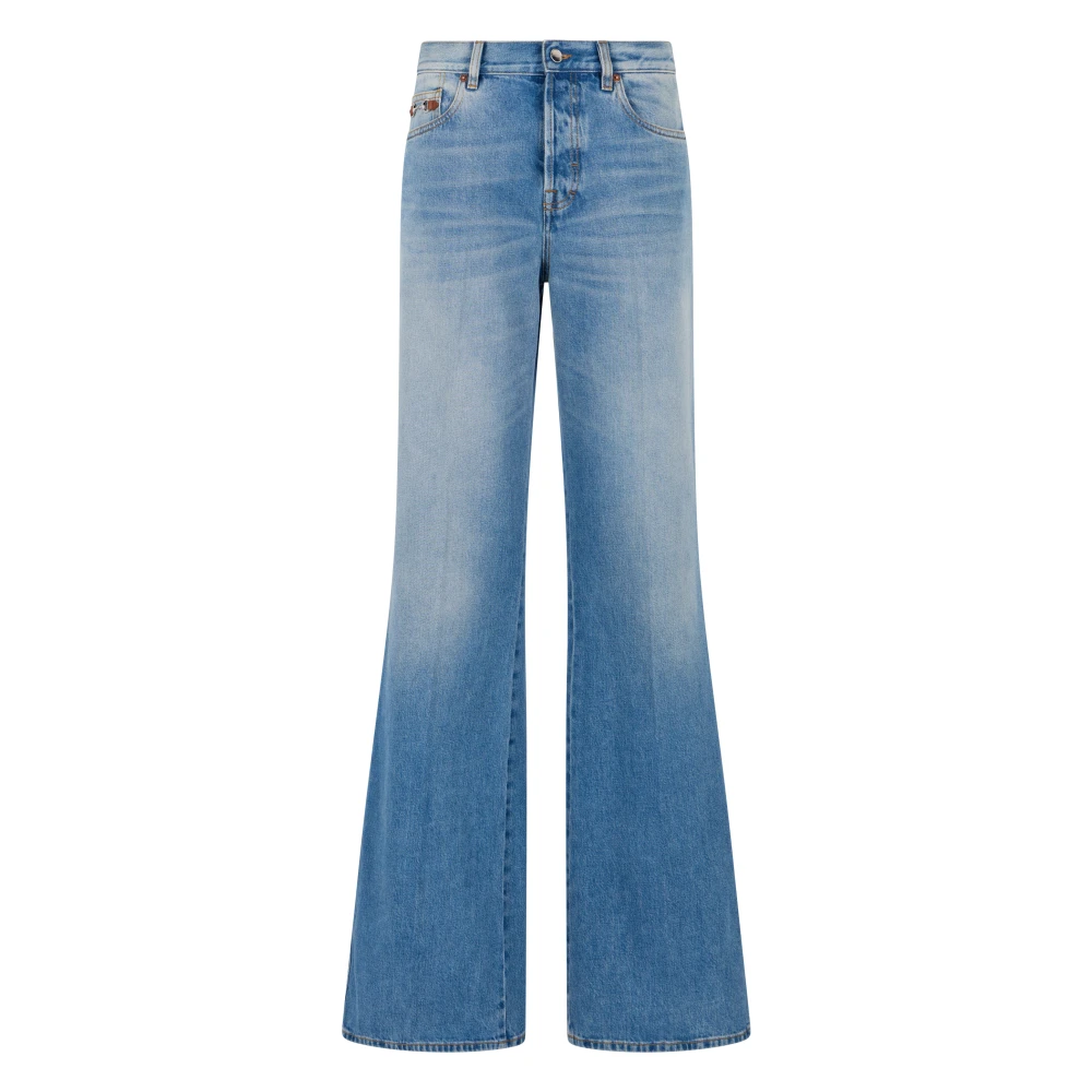 Gucci Women's Blue Flared Bleached Cotton Denim Trousers - Flare Jeans - W25 - Jeans
