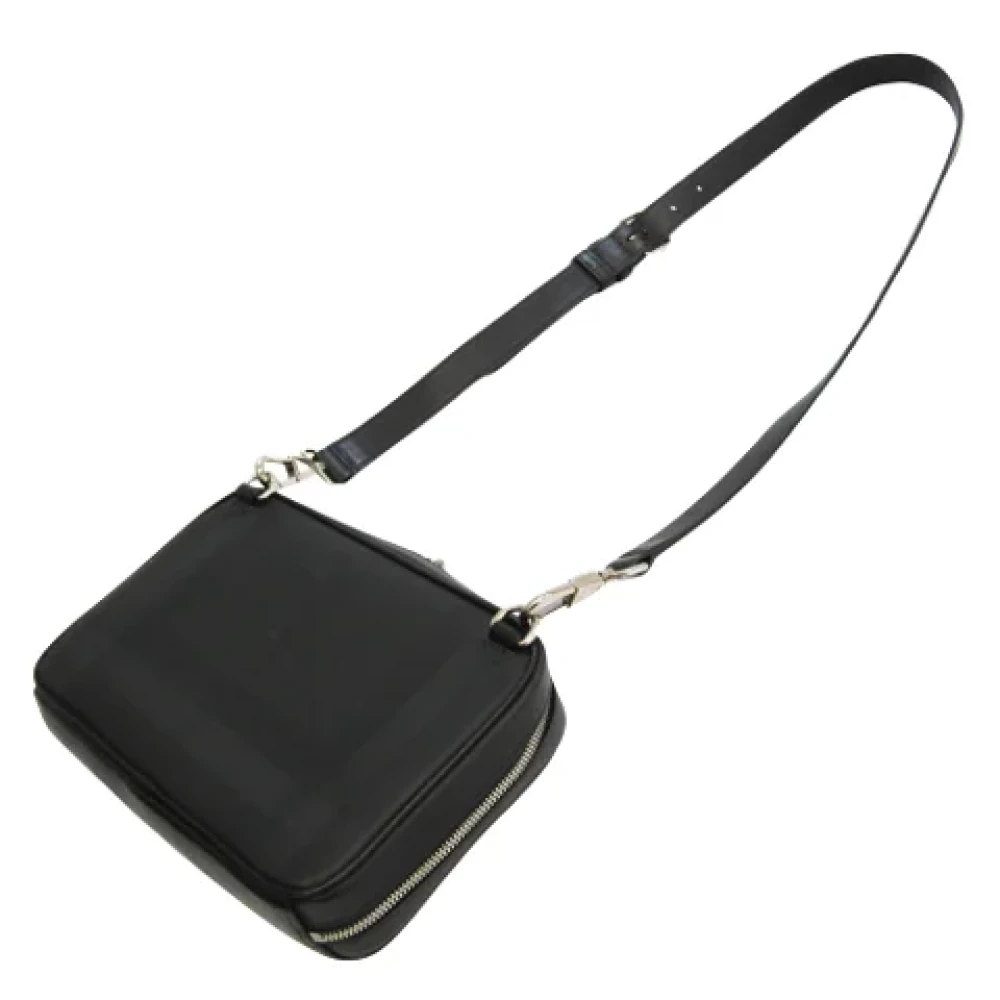 Burberry Vintage Tweedehands Zwarte Leren Crossbody Tas Black Dames
