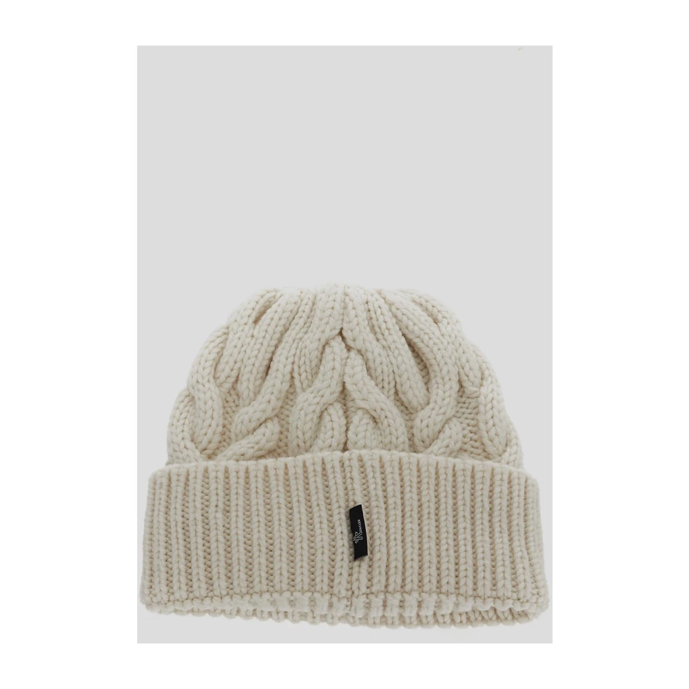 Moncler Wol Logo Beanie Muts White Unisex