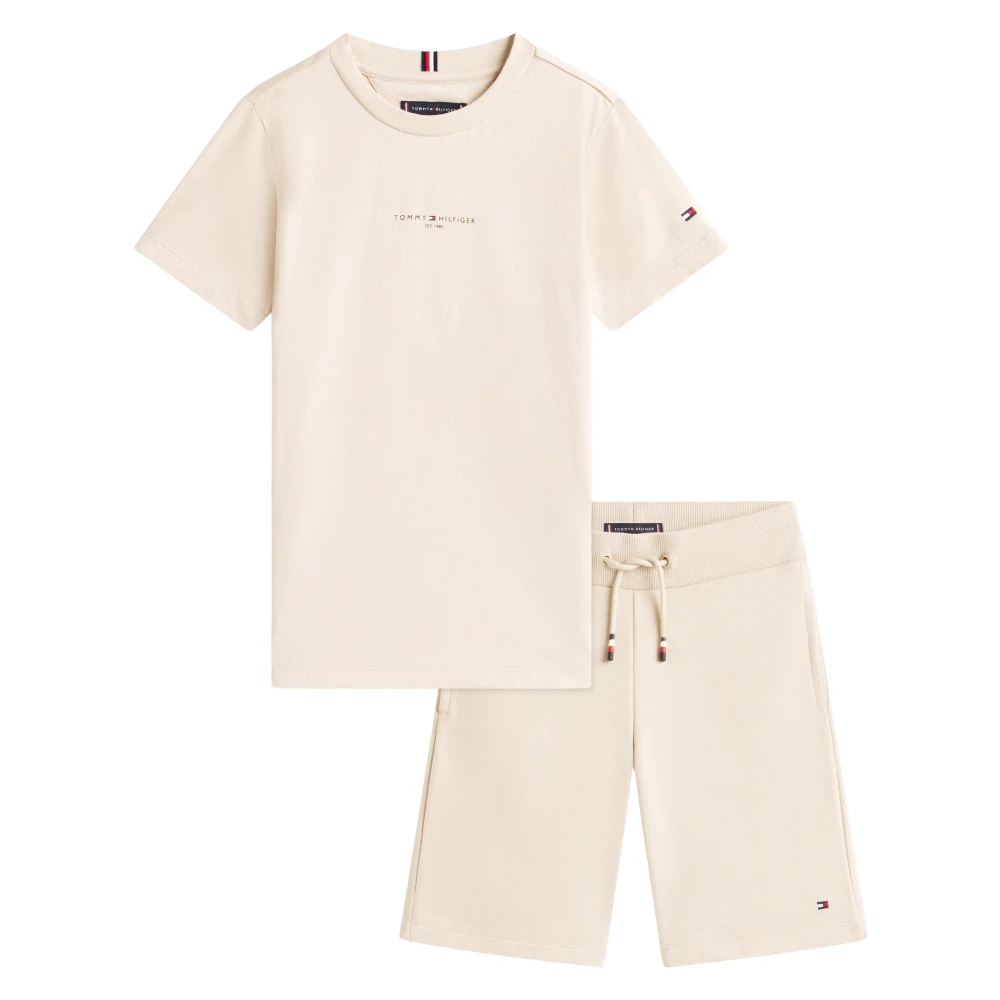 Tommy Hilfiger Boys Beige Essential Short Set - Kids Sport Sets - 8 Y - Kids