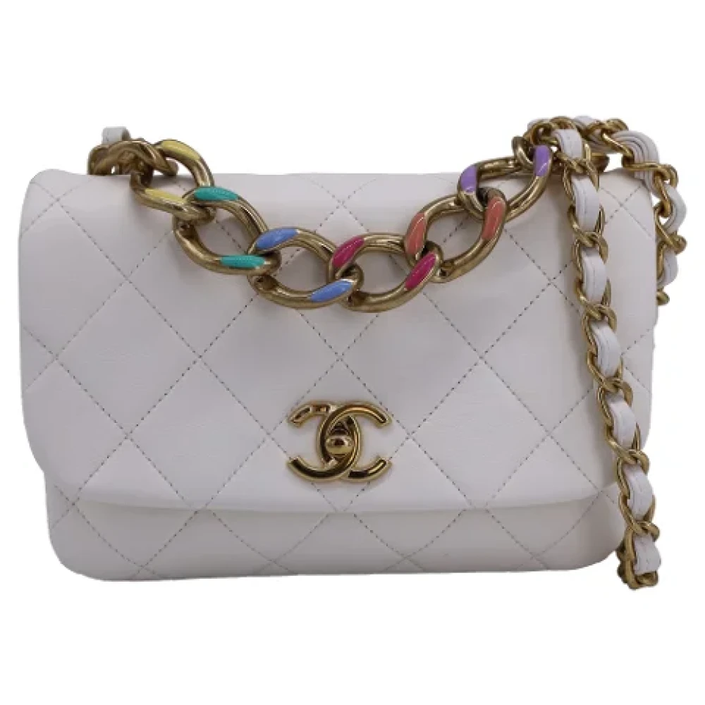 Chanel Vintage Pre-owned Leather crossbody-bags White Dames