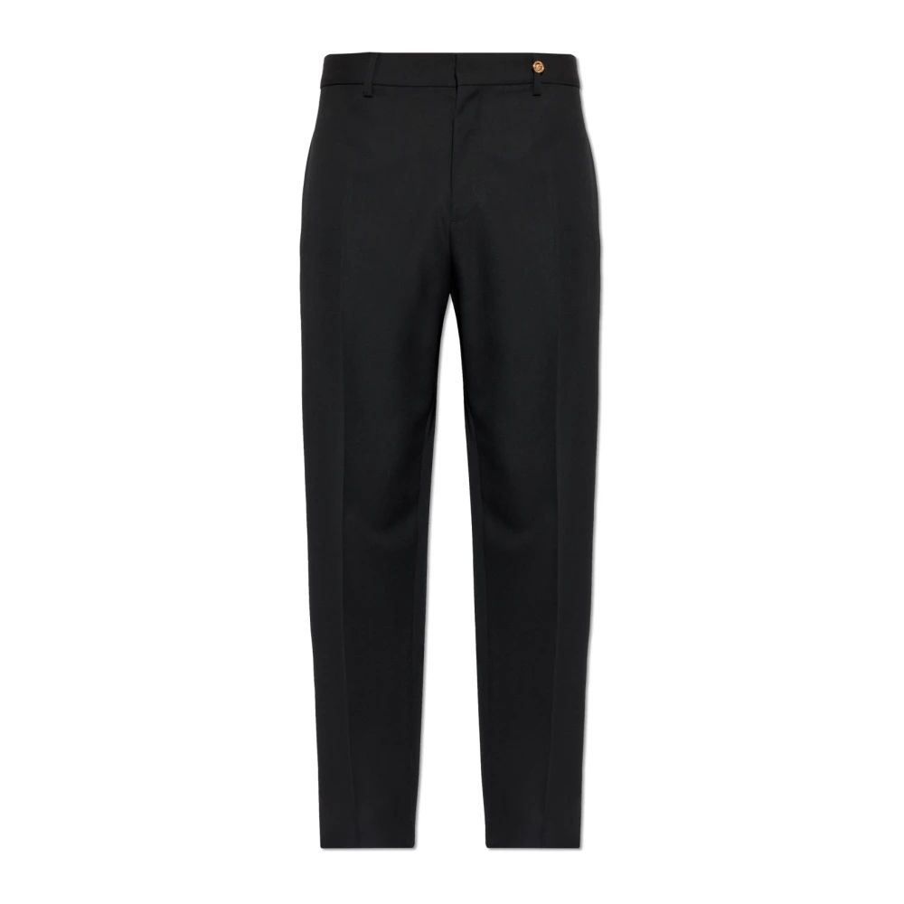 Versace Men's Black Suit Trousers, Xl, Wool Slim Formal Trousers