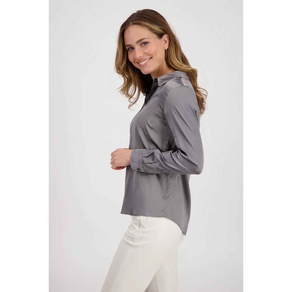 monari Soepelvallende Satijnen Blouse Gray Dames