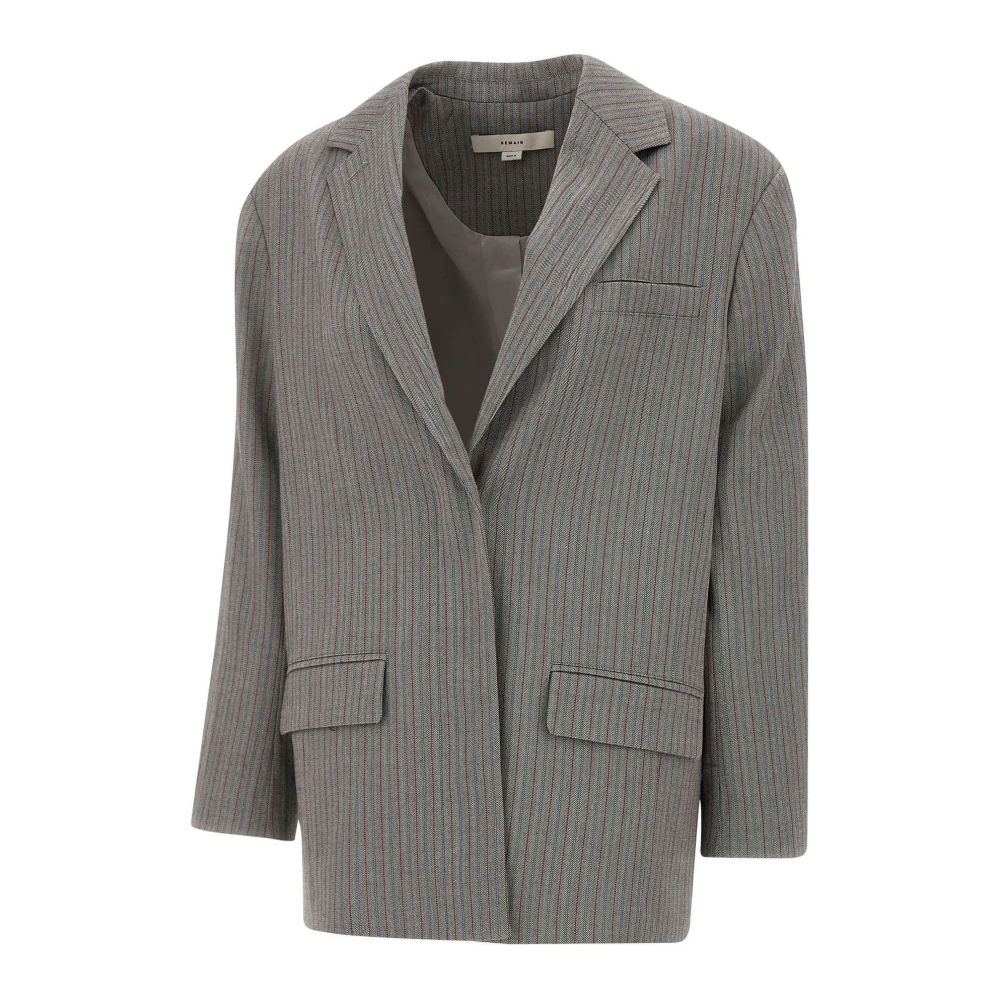 Herringbone Blazer Grå Stripet Jakke