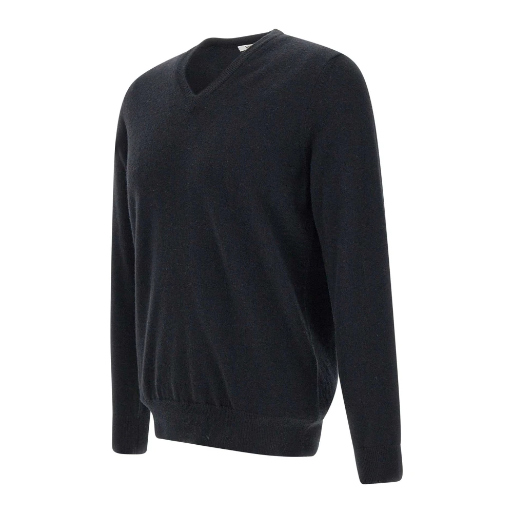 Kangra Zwarte Merinowol V-hals Trui Black Heren