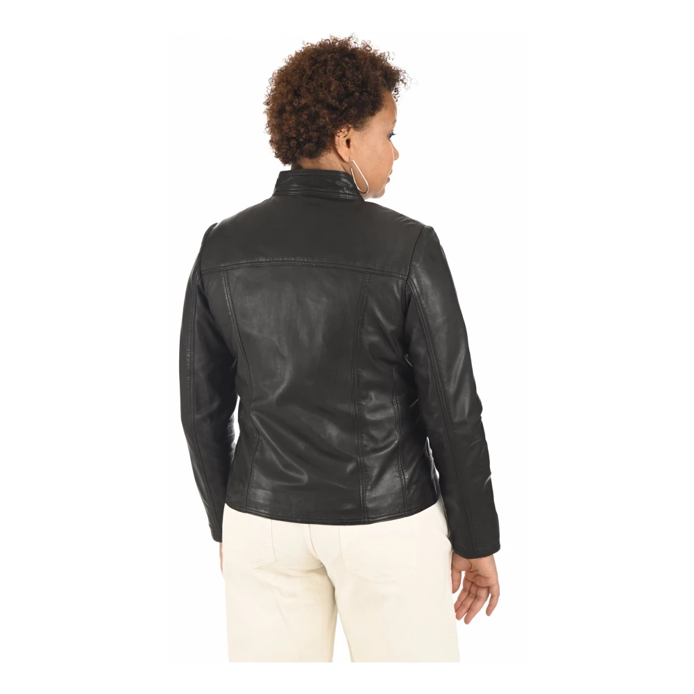 La Canadienne Zwart Leren Comfort Blouson Eco-vriendelijk Black Dames