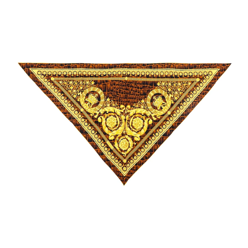 Versace Gouden Zijden Sjaal met Baroccodile Motief Yellow Heren