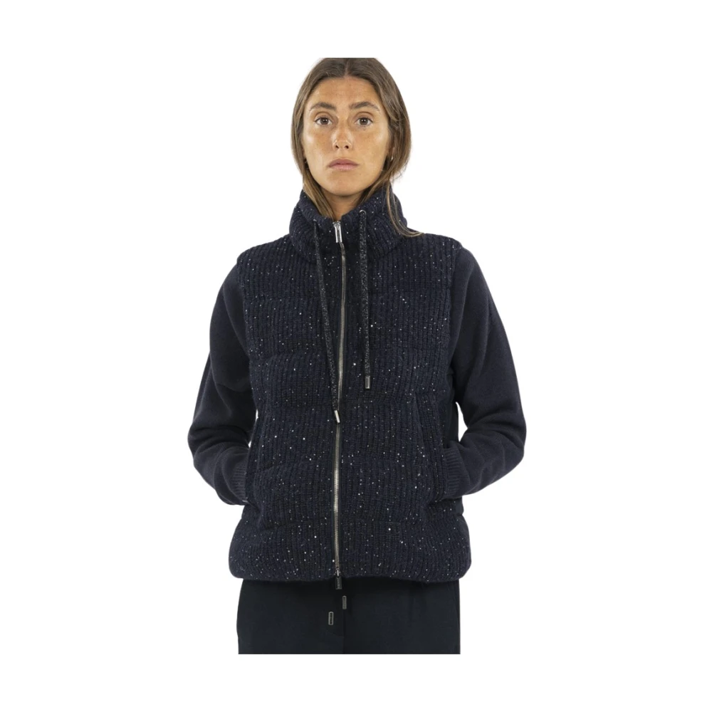 PESERICO Technisch Gebreid Vest met Rits Blue Dames