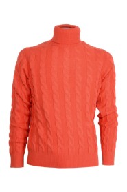 Dolcevita Uomo Treccia Arancio 1233 Cashmere e Lana