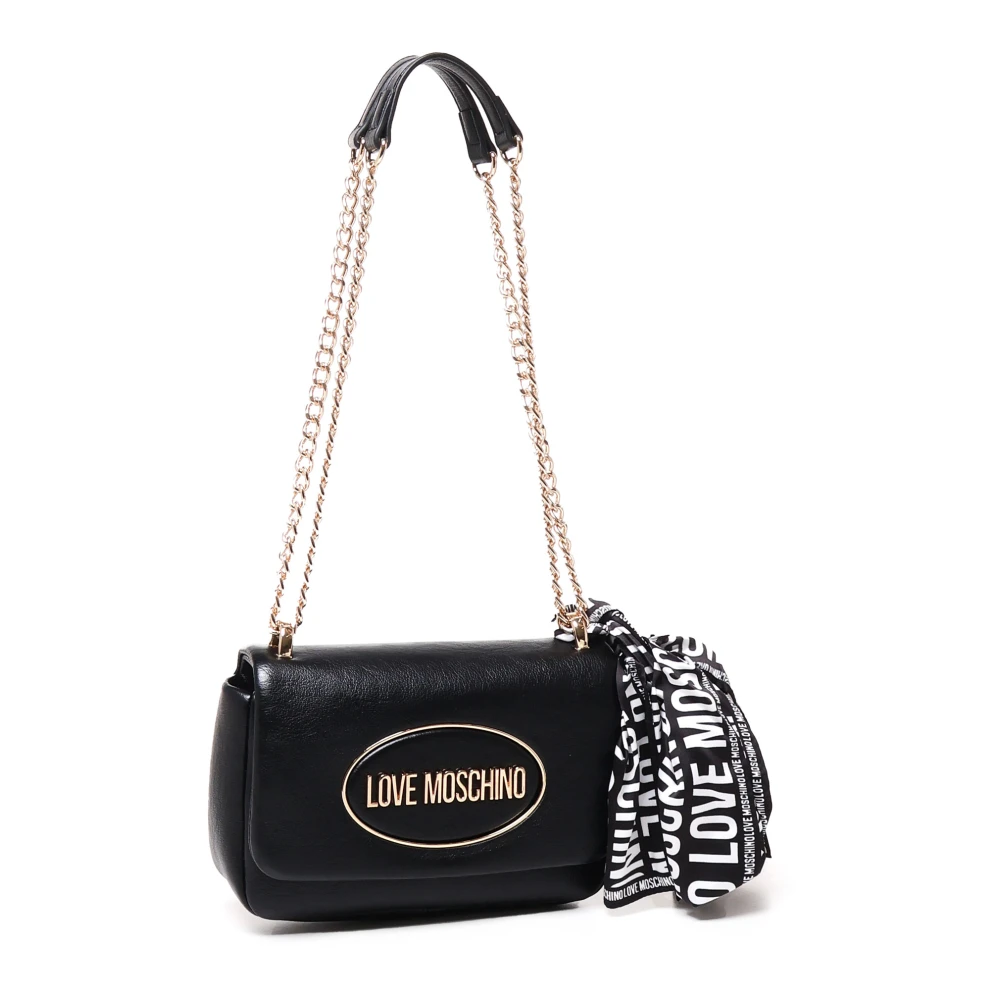 Love Moschino Zwarte Flap Clutch Schoudertas Black Dames