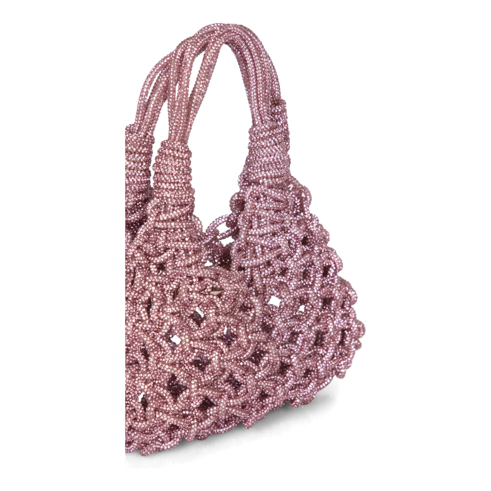 Hibourama Luxe Mini Macramé Kristal Tas Pink Dames