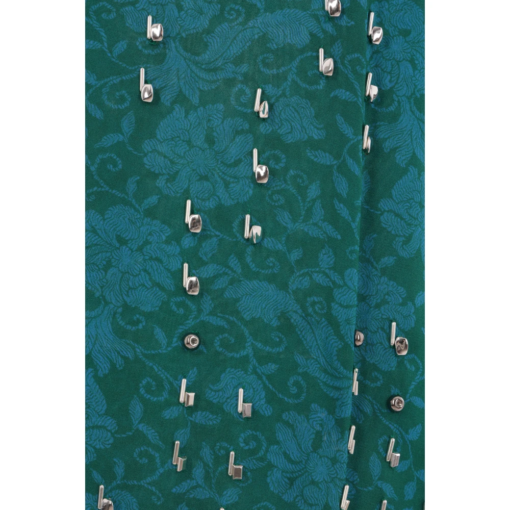 Dries Van Noten Georgette geborduurde midi-rok Blue Dames