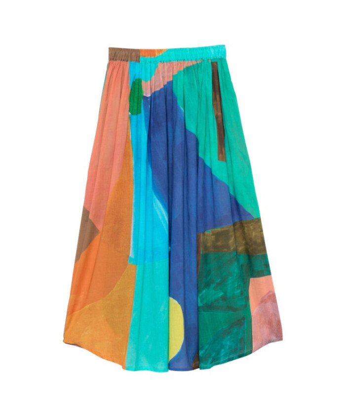 jupe-longue-taille-haute-fleurie