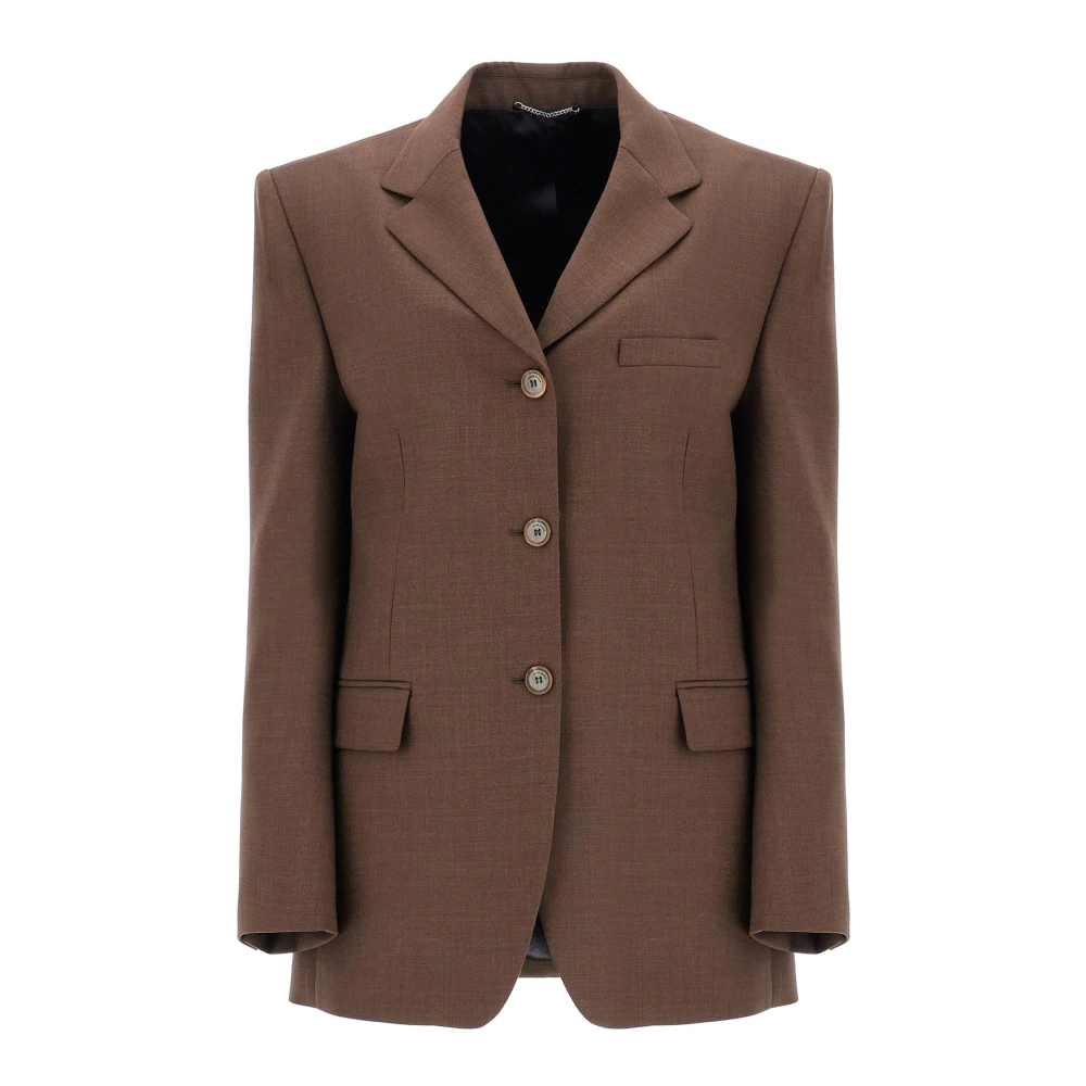 Magda Butrym Oversized Wollen Blazer met Gewatteerde Schouders Brown Dames