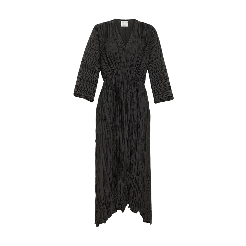 Forte Asymmetrische geplooide crêpe jurk Black Dames