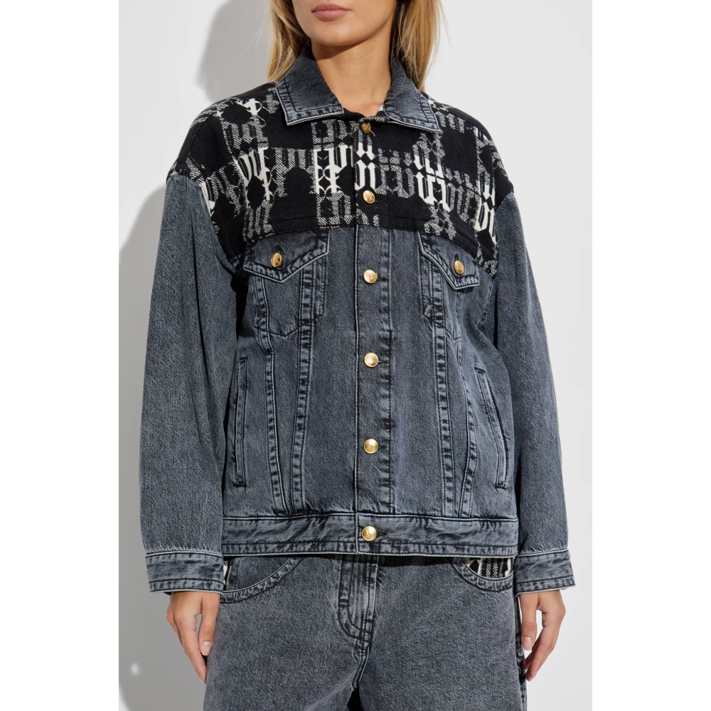 Palm Angels Spijkerjasje met logo Gray Dames
