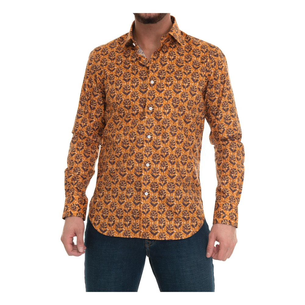 Càrrel Italiaanse Hals Casual Shirt Yellow Heren