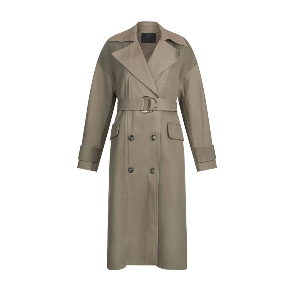 Liu Jo Damen Grau Woll-Trenchcoat Mit Doppelter Knopfleiste