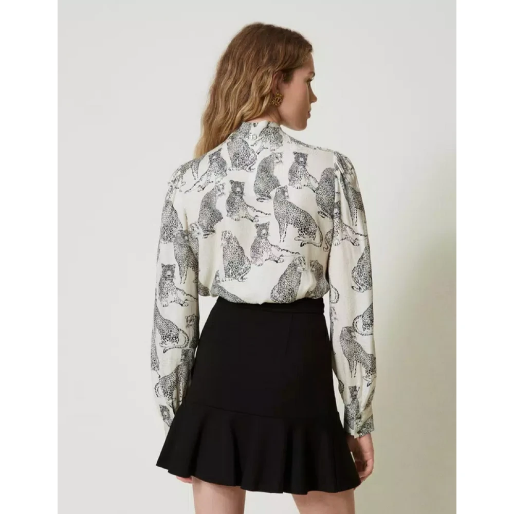 Twinset Zwarte Minirok met Ruches Black Dames