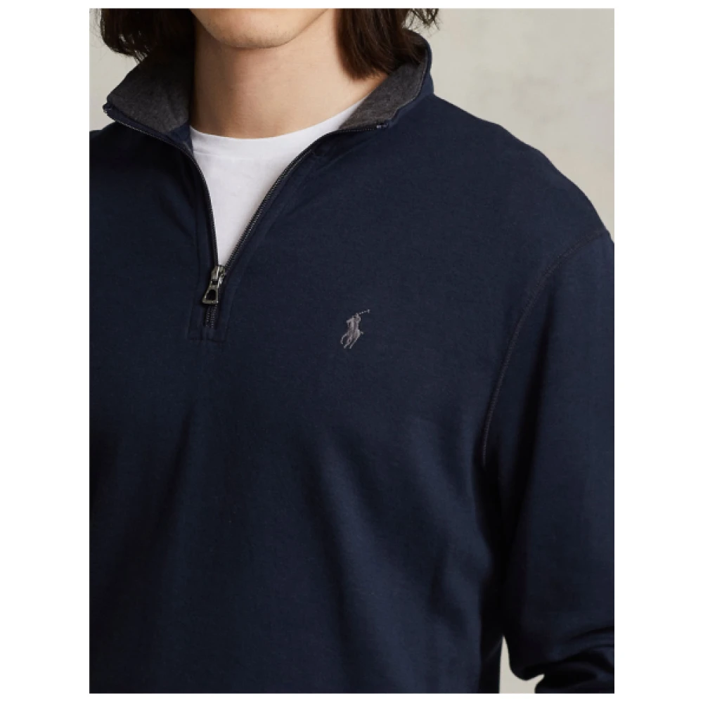 Polo Ralph Lauren Chique en Casual Demi-Zip Katoenmix Trui Blue Heren
