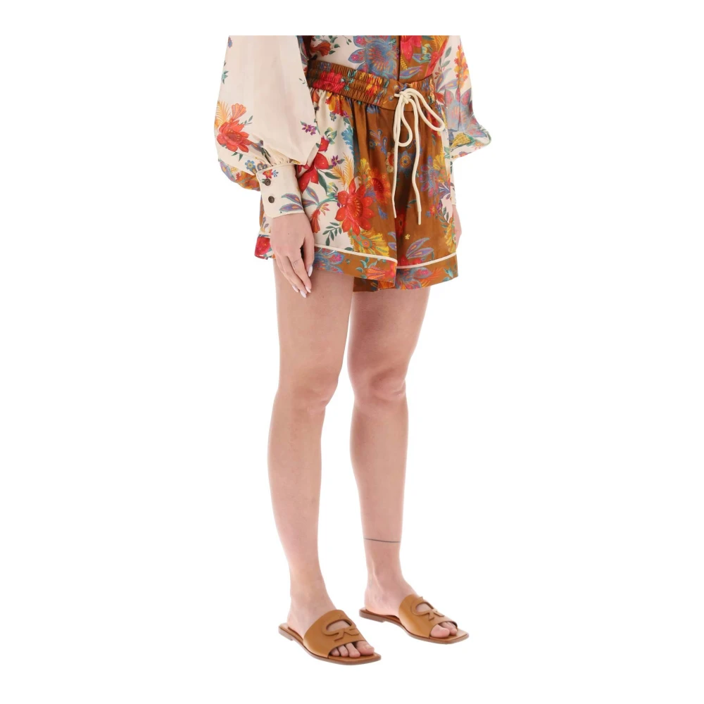 Zimmermann Zijden Shorts met Bloemenmotief Multicolor Dames