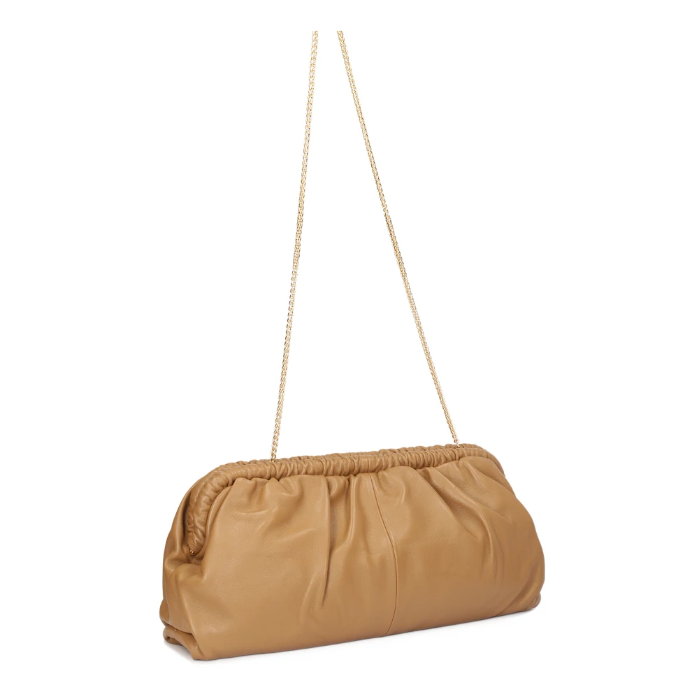 Kazar Leren handtas met metalen frame Brown Dames