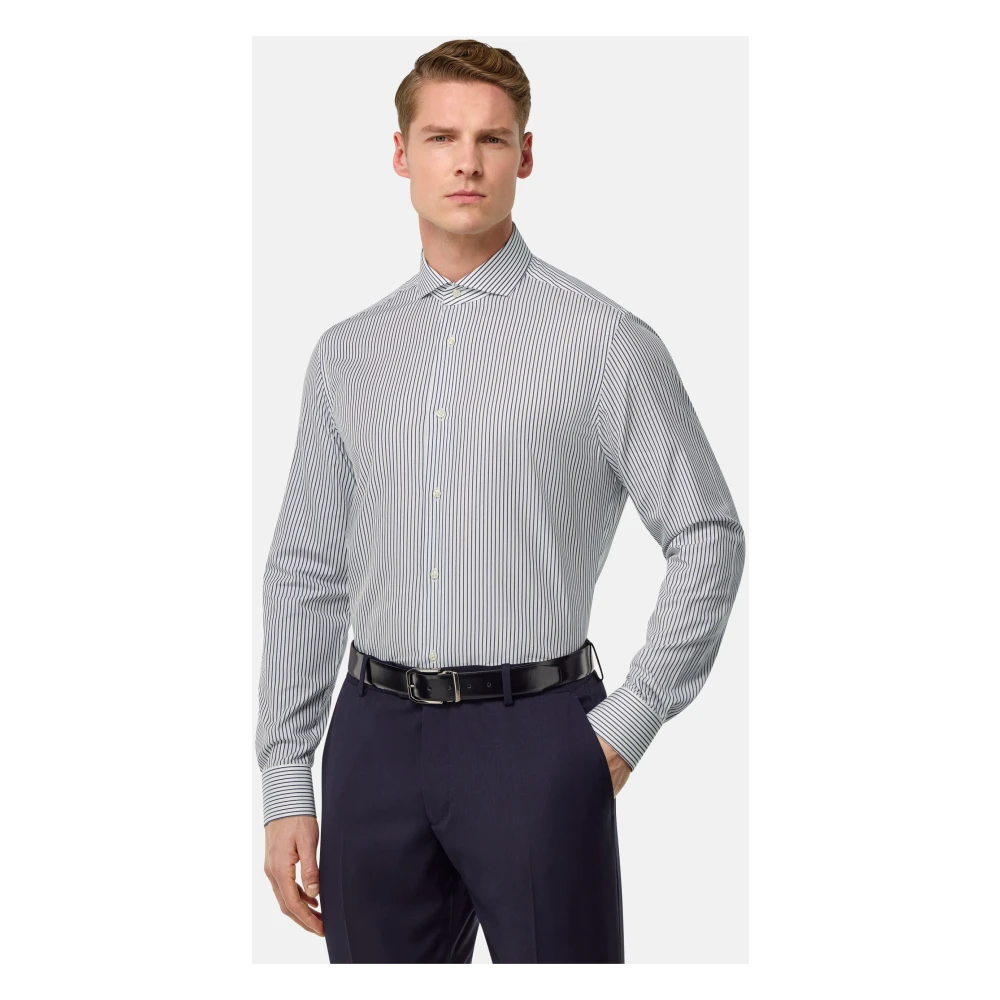 Boggi Milano Slim Fit Poplin Overhemd Blue Heren