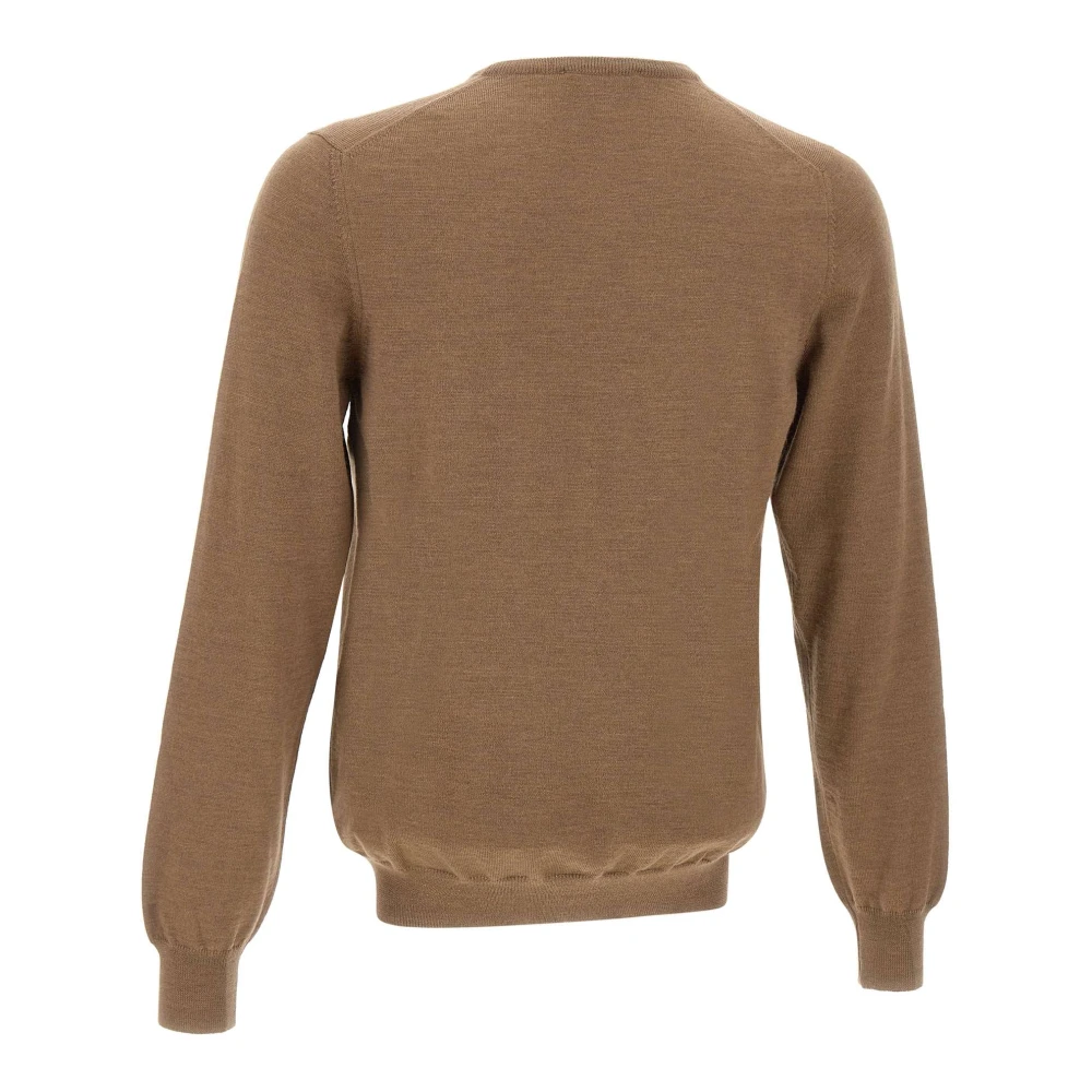 Gran Sasso Merino Wol Crew Neck Sweater Brown Heren