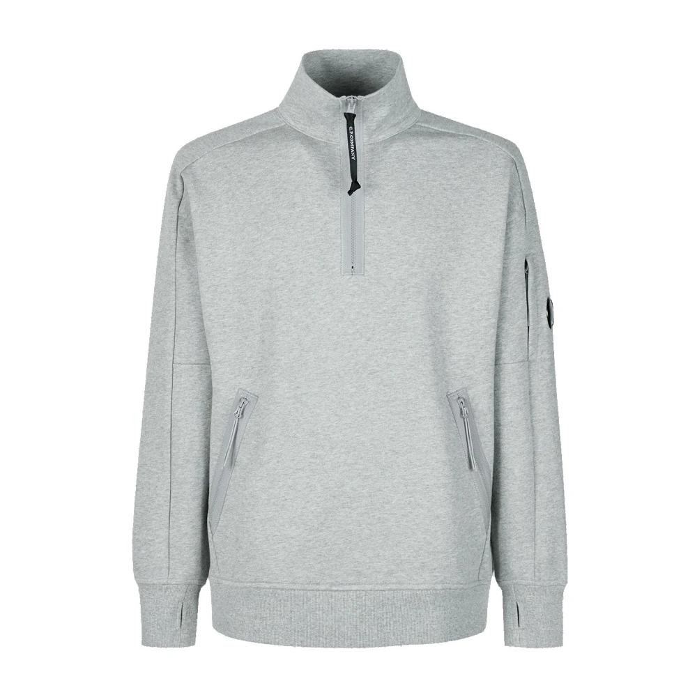 C.P. Company Grijs Melange Diagonal Raised Fleece Sweatshirt Gray Heren